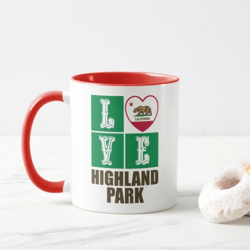 California Republic State Flag Heart Highland Park Mug
