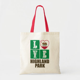 California Republic State Flag Heart Highland Park Tote Bag