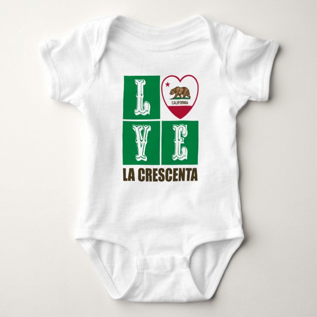 California Republic State Flag Heart La Crescenta Baby Bodysuit (Front)