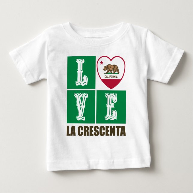 California Republic State Flag Heart La Crescenta Baby T-Shirt (Front)