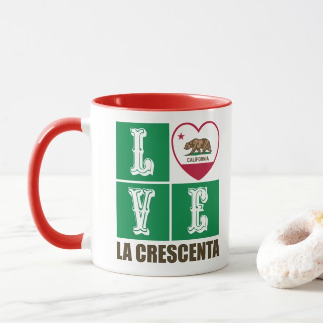 California Republic State Flag Heart La Crescenta Mug (With Donut)