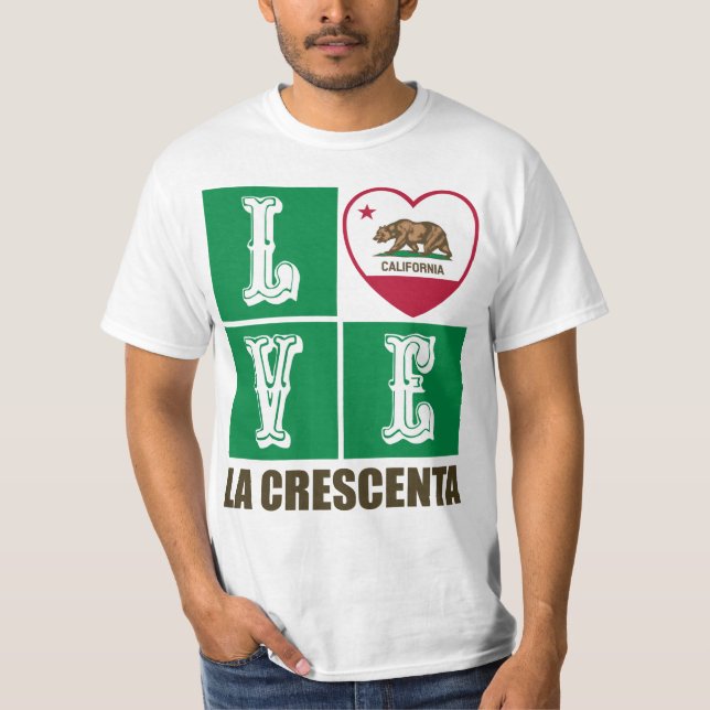 California Republic State Flag Heart La Crescenta T-Shirt (Front)