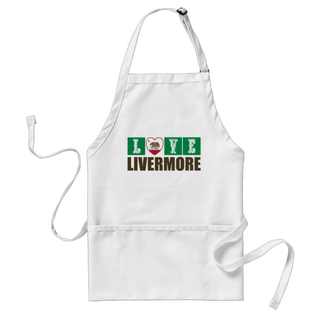 California Republic State Flag Heart Livermore Adult Apron (Front)