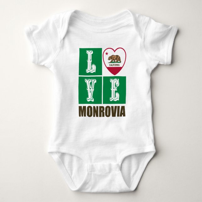 California Republic State Flag Heart Monrovia Baby Bodysuit (Front)