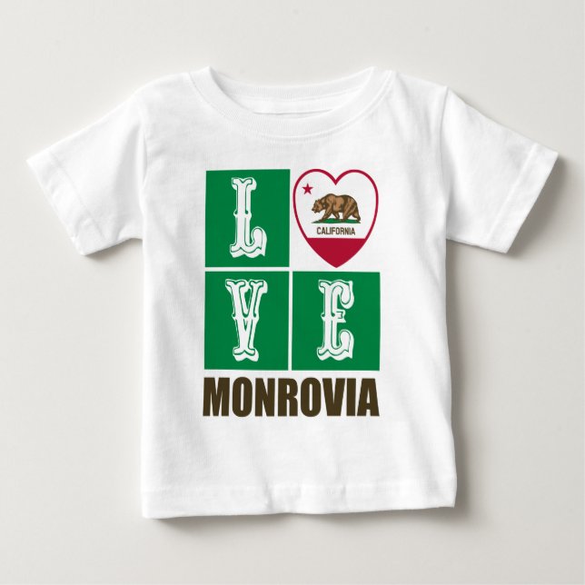 California Republic State Flag Heart Monrovia Baby T-Shirt (Front)