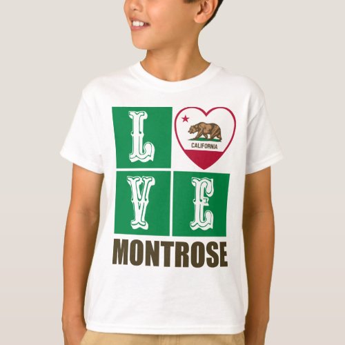 California Republic State Flag Heart Love Montrose T-Shirt