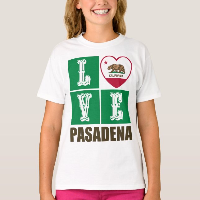 California Republic State Flag Heart Pasadena T-Shirt (Front)
