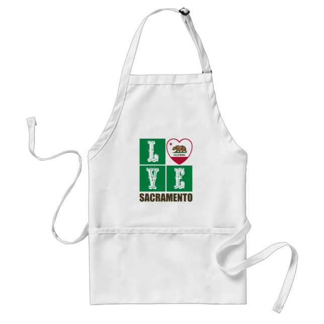 California Republic State Flag Heart Sacramento Adult Apron (Front)