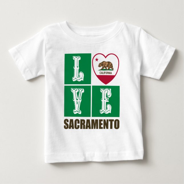 California Republic State Flag Heart Sacramento Baby T-Shirt (Front)
