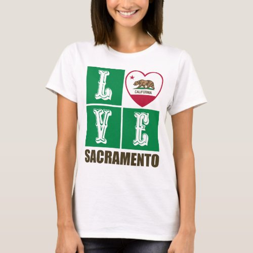 California Republic State Flag Heart Sacramento T_Shirt