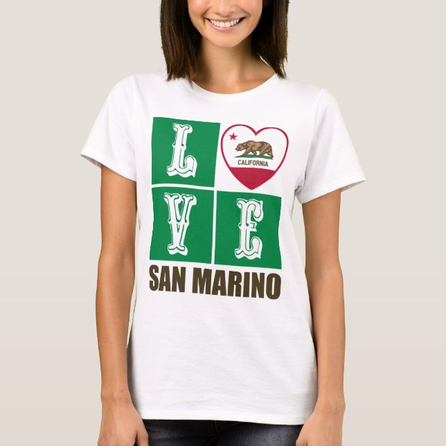 California Republic State Flag Heart San Marino T-Shirt (Front)
