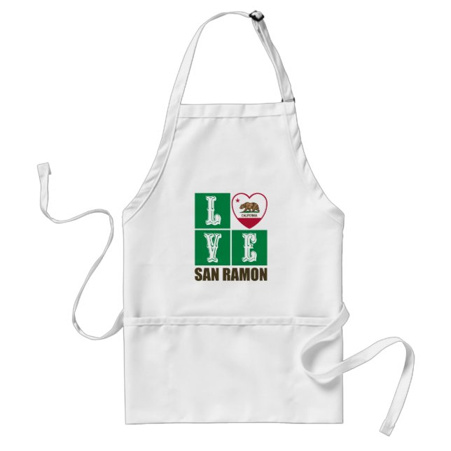 California Republic State Flag Heart San Ramon Adult Apron (Front)