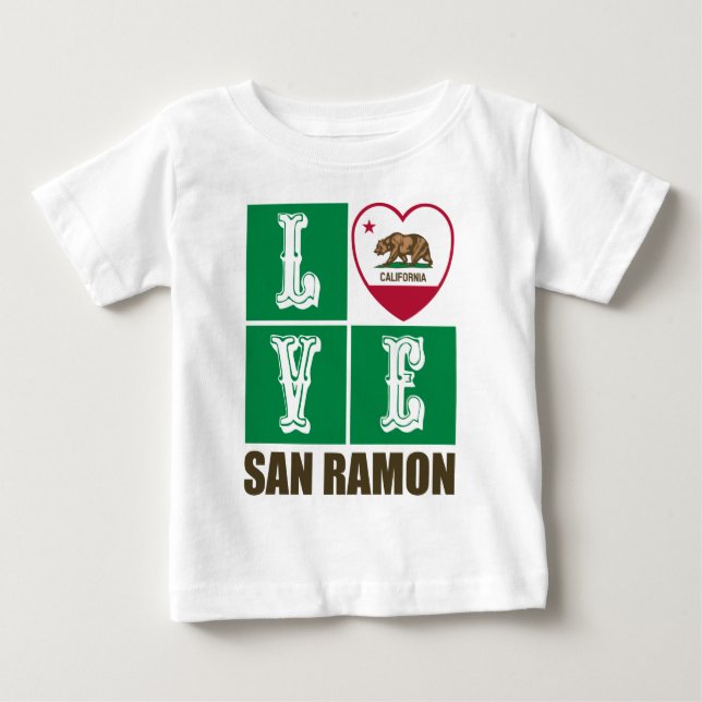 California Republic State Flag Heart San Ramon Baby T-Shirt (Front)