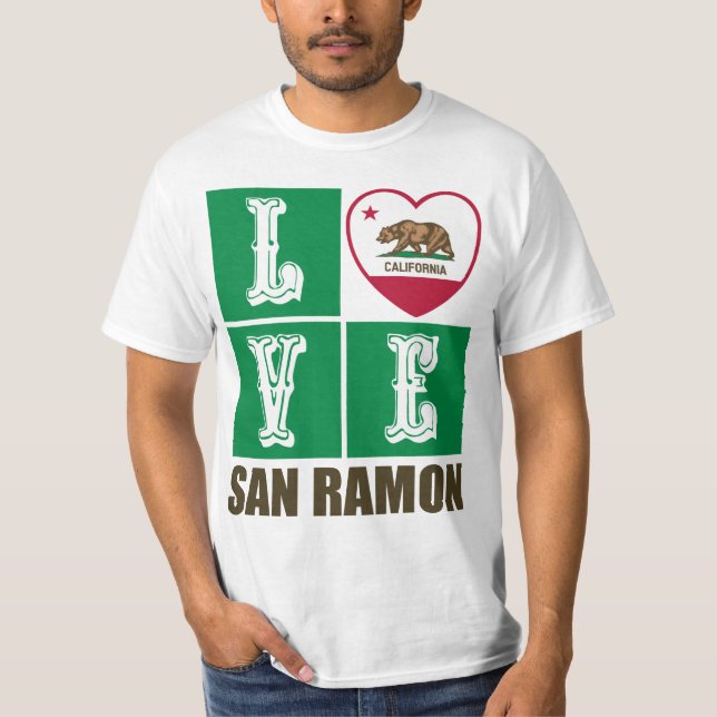 California Republic State Flag Heart San Ramon T-Shirt (Front)