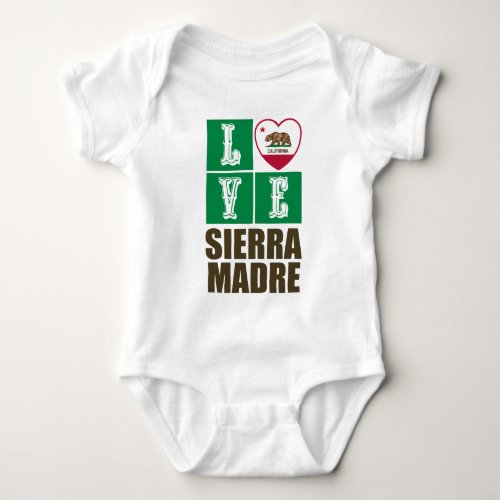 California Republic State Flag Heart Love Sierra Madre Baby Bodysuit