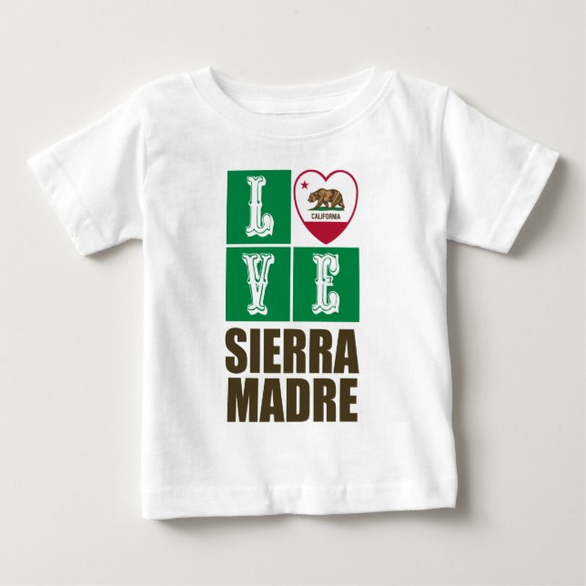 California Republic State Flag Heart Sierra Madre Baby T-Shirt (Front)