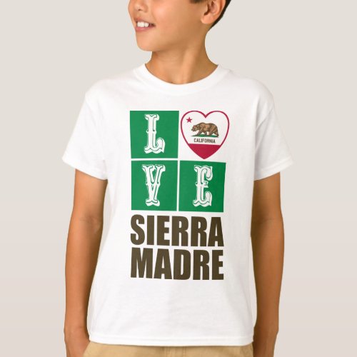California Republic State Flag Heart Love Sierra Madre T-Shirt