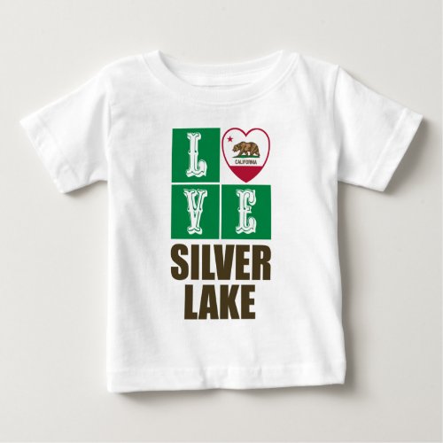 California Republic State Flag Heart Love Silver Lake Baby T-Shirt
