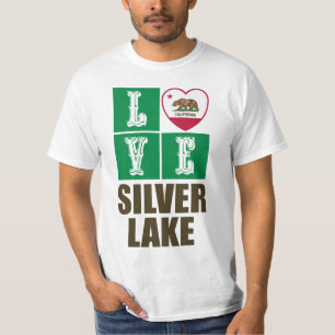 California Republic State Flag Heart Silver Lake T-Shirt