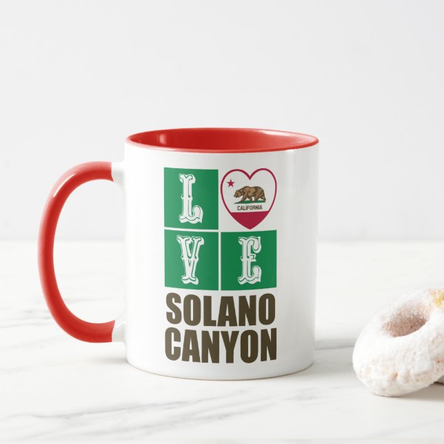 California Republic State Flag Heart Solano Canyon Mug (With Donut)