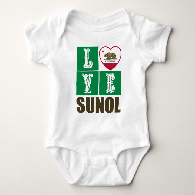 California Republic State Flag Heart Sunol Baby Bodysuit (Front)