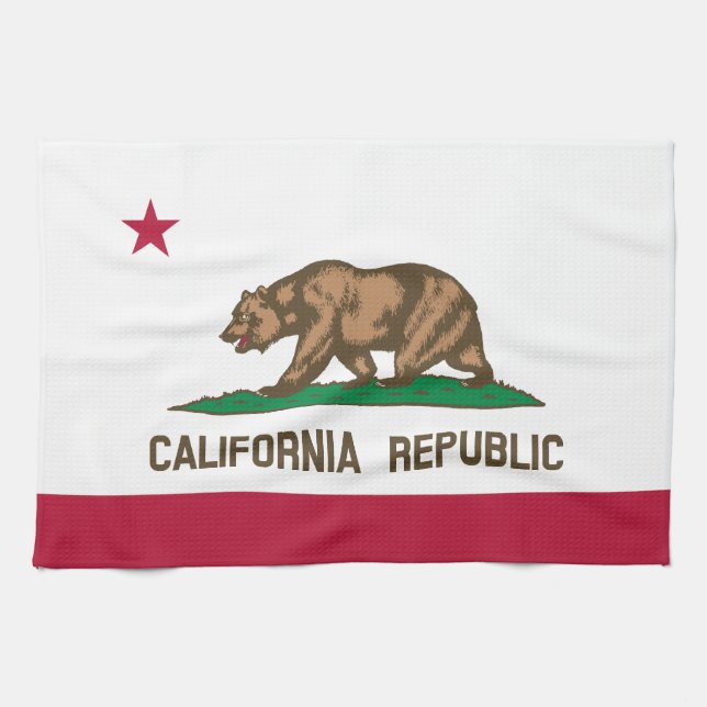 California Republic State Flag Kitchen Towel (Horizontal)