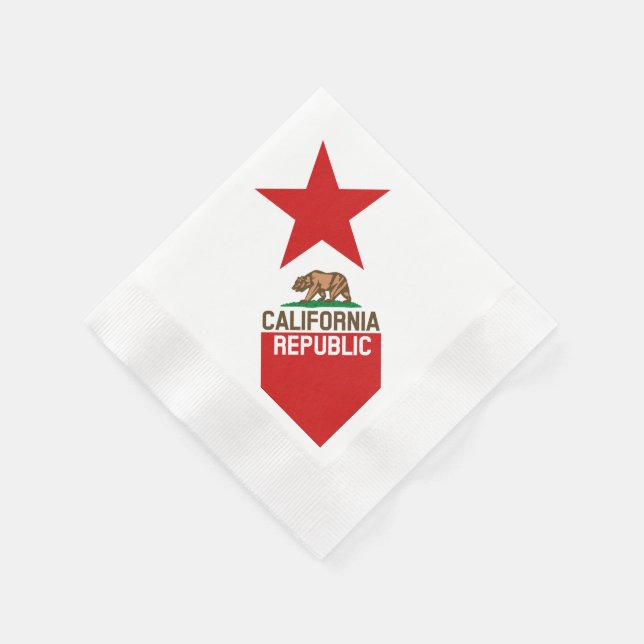 CALIFORNIA REPUBLIC State Flag Large Star Design Napkins (Corner)