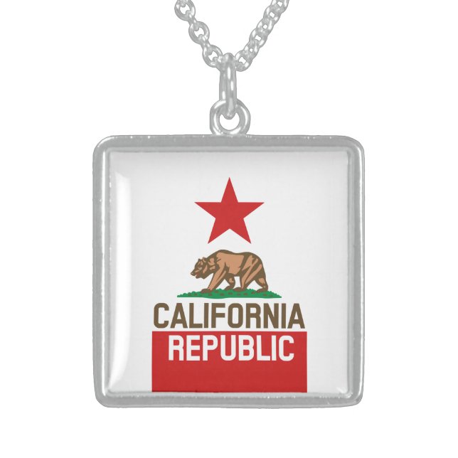 CALIFORNIA REPUBLIC State Flag Large Star Design Sterling Silver Necklace (Front)