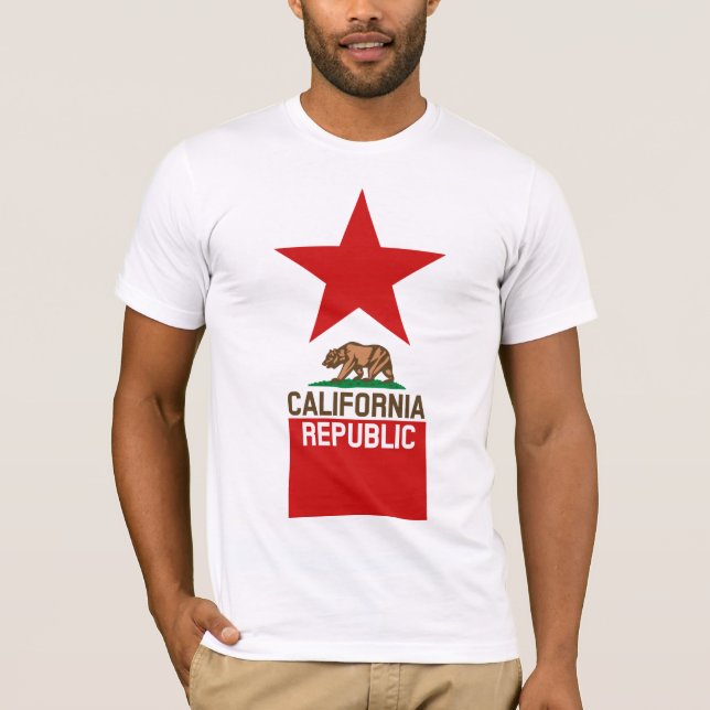 CALIFORNIA REPUBLIC State Flag Large Star Design T-Shirt (Front)