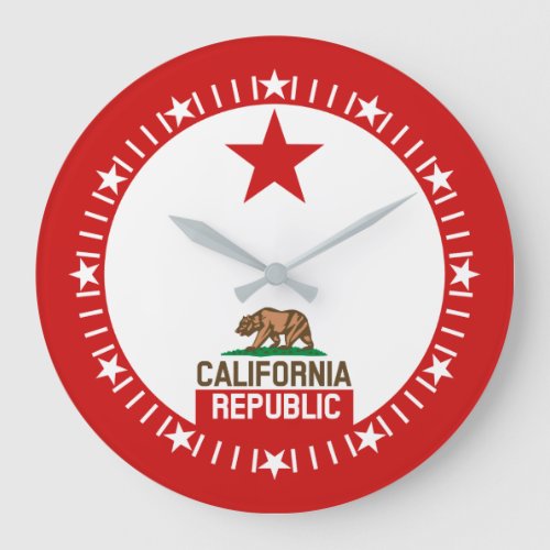 California Republic State Flag Large Star Dial Large Clock