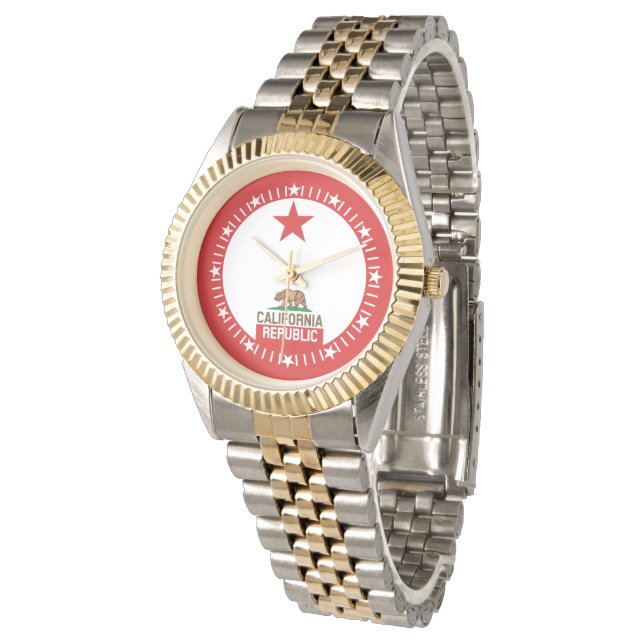 CALIFORNIA REPUBLIC State Flag Large Star Dial Watch (Angled)