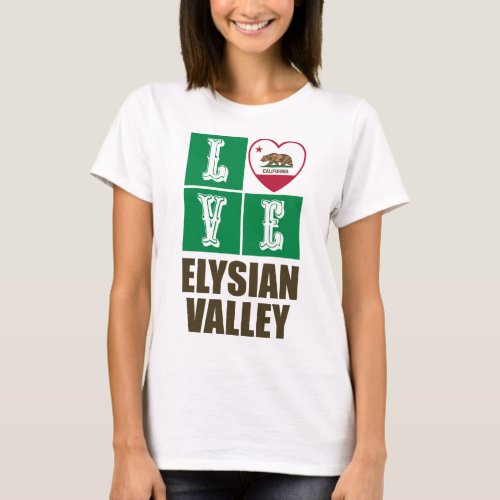 California Republic State Flag Heart Love Elysian Valley T-Shirt