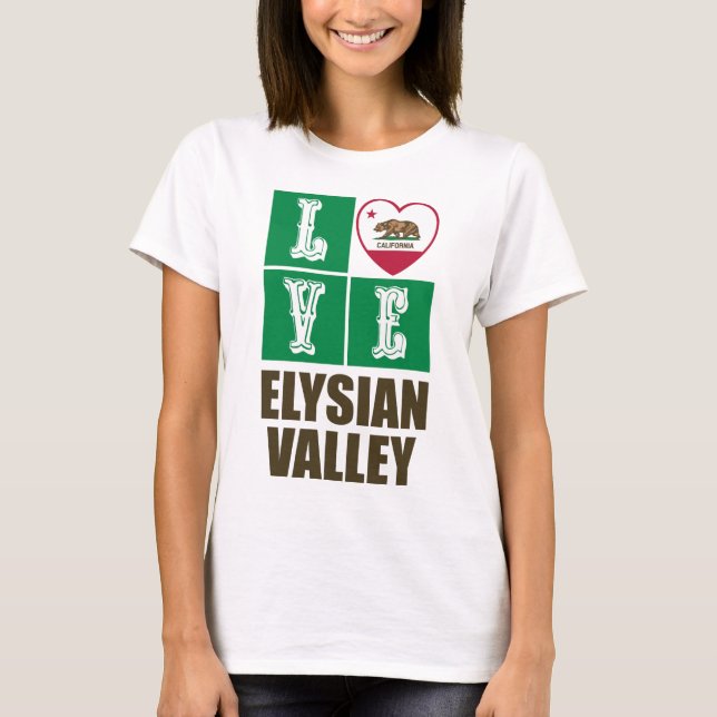 California Republic State Flag Love Elysian Valley T-Shirt (Front)
