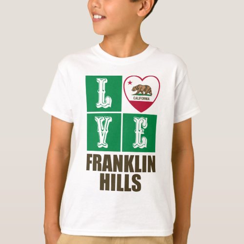 California Republic State Flag Heart Love Franklin Hills T-Shirt