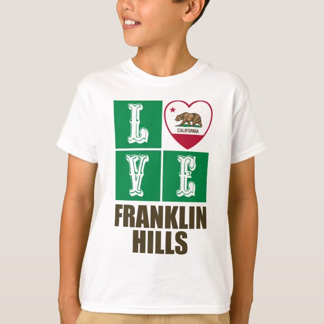 California Republic State Flag Love Franklin Hills T-Shirt (Front)