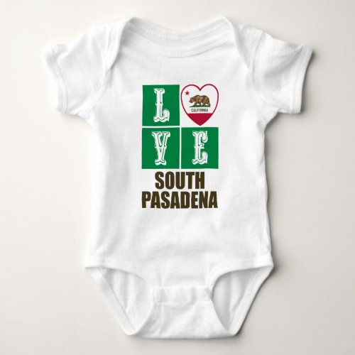 California Republic State Flag Heart Love South Pasadena Baby Bodysuit