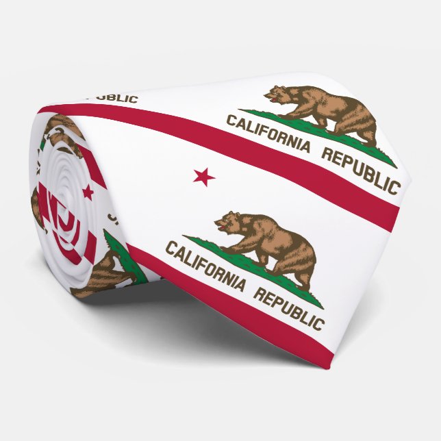 California Republic State Flag Neck Tie (Rolled)