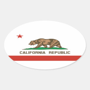 California Republic State Flag Oval Sticker