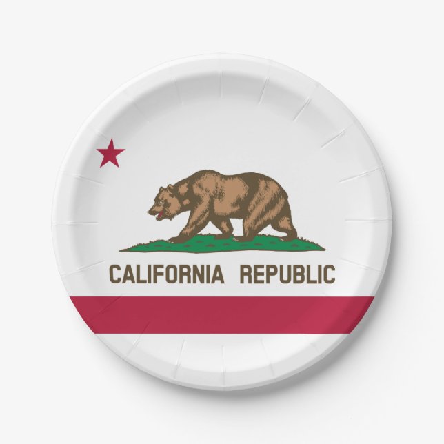 California Republic State Flag Paper Plates (Front)