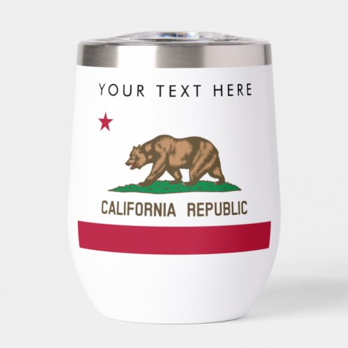 California Republic state flag personalised Thermal Wine Tumbler