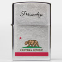 California Republic state flag personalized Zippo Lighter