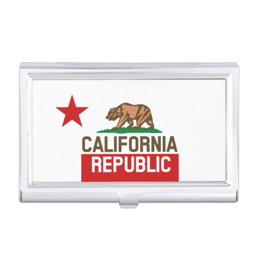 CALIFORNIA REPUBLIC State Flag Red Star Business Card Case