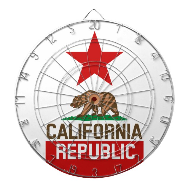 CALIFORNIA REPUBLIC State Flag Red Star Dart Board (Front)