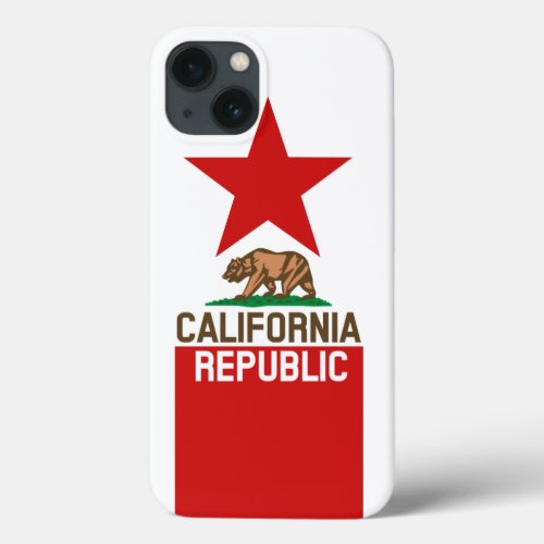 CALIFORNIA REPUBLIC State Flag Red Star Design iPhone 13 Case