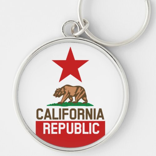 CALIFORNIA REPUBLIC State Flag Red Star Design Keychain