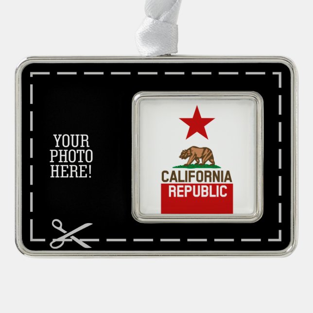 CALIFORNIA REPUBLIC State Flag Red Star Design Ornament (Front)