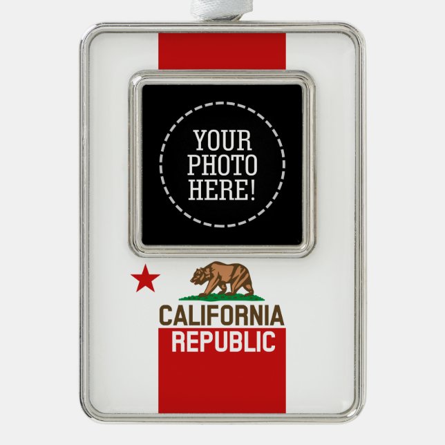 CALIFORNIA REPUBLIC State Flag Red Star Design Ornament (Front)