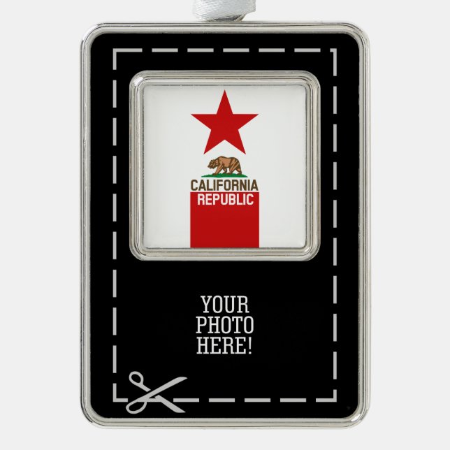 CALIFORNIA REPUBLIC State Flag Red Star Design Ornament (Front)
