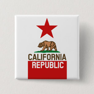 CALIFORNIA REPUBLIC State Flag Red Star Design Pinback Button