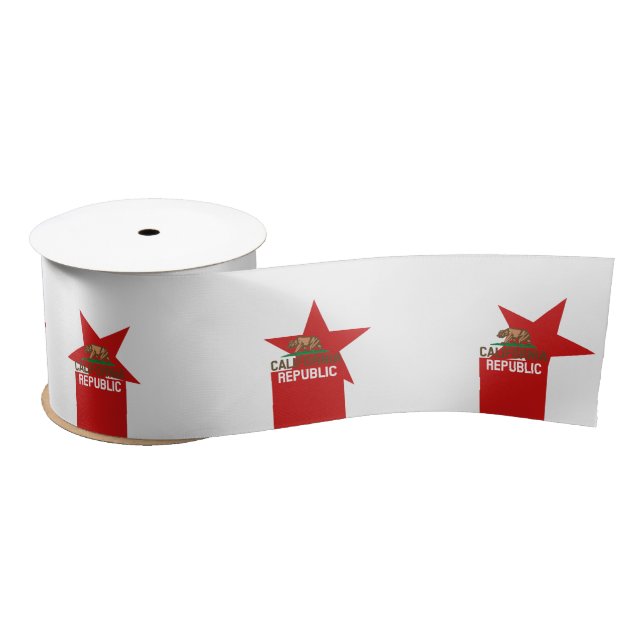 CALIFORNIA REPUBLIC State Flag Red Star Design Satin Ribbon (Spool)